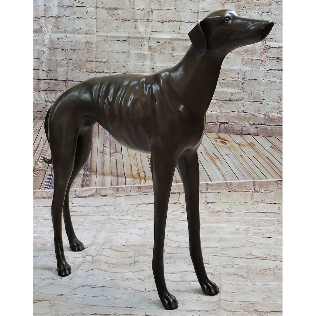 Art Deco Hand Made Dark Patine Greyhound Dog Bronze Sculpture Home Decoration
