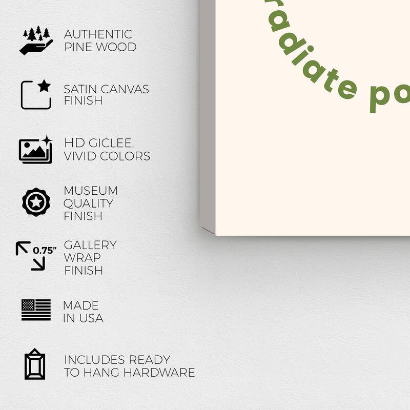 Wynwood Studio Canvas Typography and Quotes Radiate Positivity Green and Pink Modern & Contemporary Wall Art Canvas Print