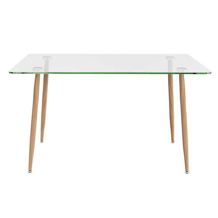 Modern Glass Rectangular Dining Table with Metal Legs - 51" x 27.5"x 29.5" (L xW xH)