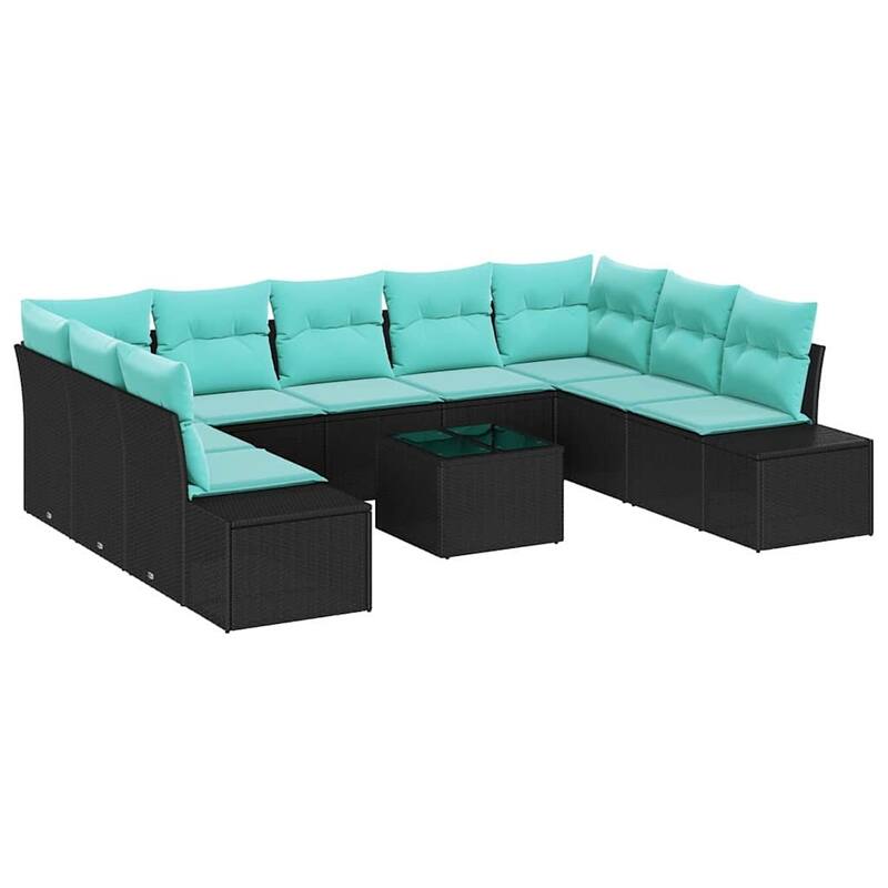 vidaXL 10 Piece Garden Sofa Set with Cushions - 113.8×82.3×27.2