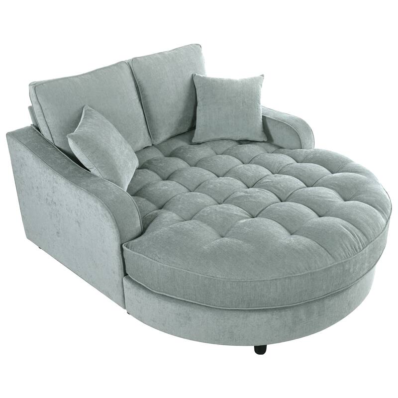 55" Modern Chaise Lounge Sofa Bed Upholstered Sofa Couch with Tufted Seat and Detachable Pillows for Living Room