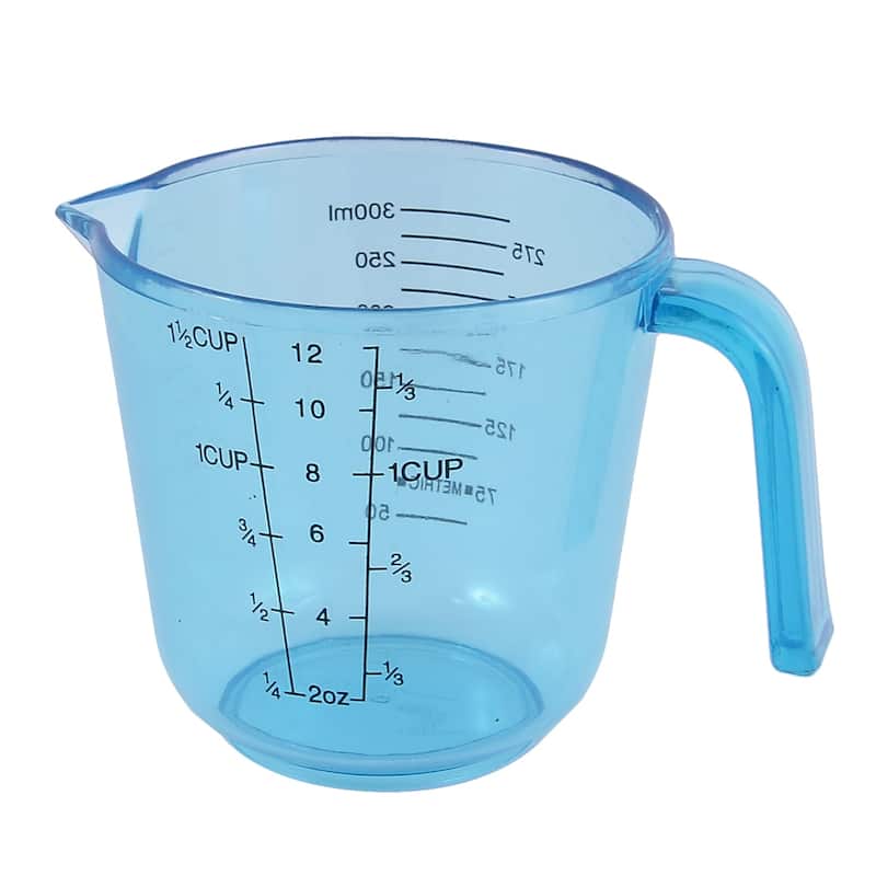 Kitchen Bakery Baking Plastic Water Liquid Measuring Cup 300ml Clear Blue - Clear Blue