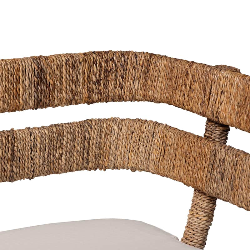 Ubud Seagrass Dining Nook Set with Wood Table - Coastal Farmhouse Breakfast Furniture Set