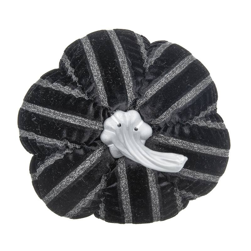 7x7x7" Fabric Black Stripe Pumpkin Decor, for Holiday Halloween Decoration