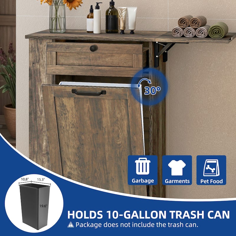 Hidden Trash Can Cabinet Tilt Out Trash Bin Cabinet With Drawer