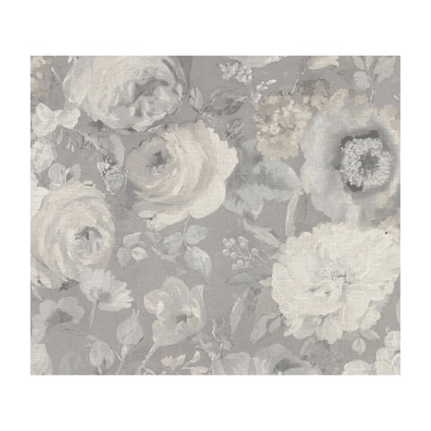 Miranda Grey Painted Florals Wallpaper - 20 x 396 x 0.025