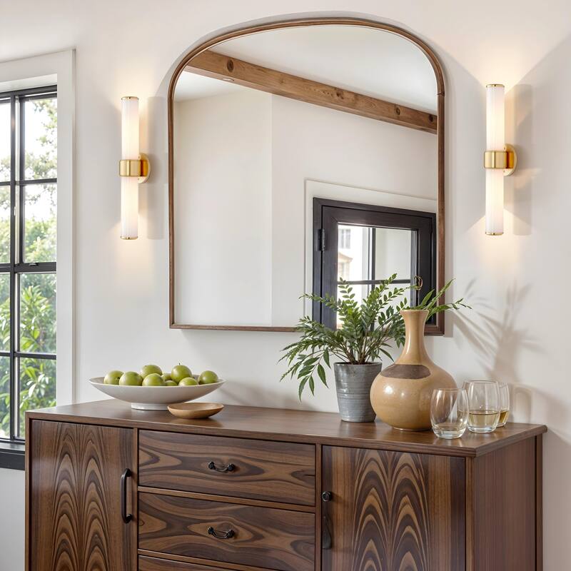 Modern Double Wall Sconce - Metal, Glass & Matte Black, Ivory White Sconces for Hallway or Accent Walls in Contemporary Style