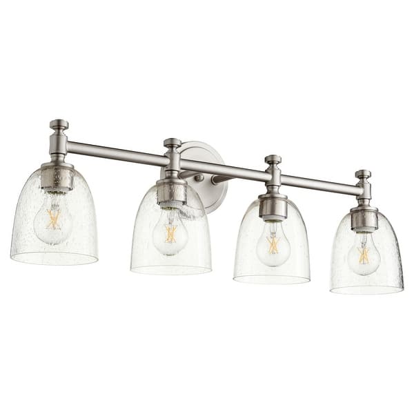slide 1 of 1, James Allan QIBF47536 Powers 4 Light 30" Wide Vanity Light Satin Nickel / Clear Seeded