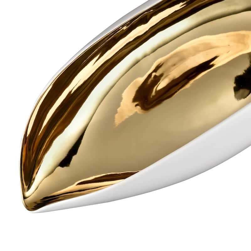 Elk Home Greer Vessel - White and Gold Glazed