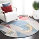 preview thumbnail 30 of 51, SAFAVIEH Rodeo Drive Necibe Hand-tufted Wool Retro Area Rug 4'x4'Round - Blue/Multi