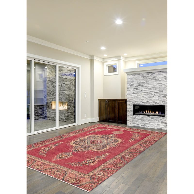 ECARPETGALLERY Hand-knotted Antalya Vintage Burgundy Wool Rug - 8'11 x 12'1