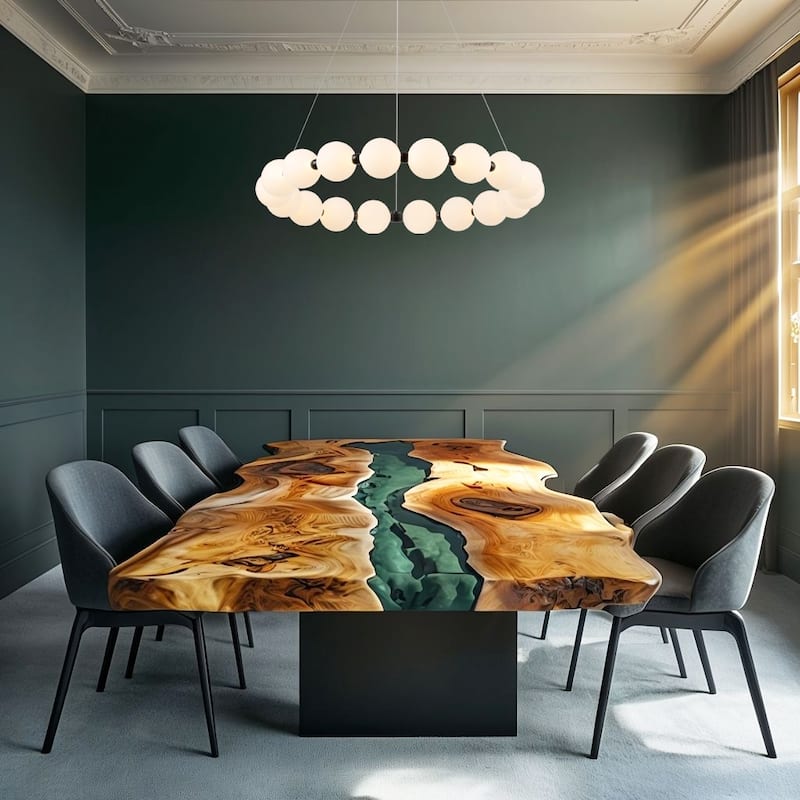 Integrated Round LED Chandelier - Antique Light Fixture with Acrylic Shades