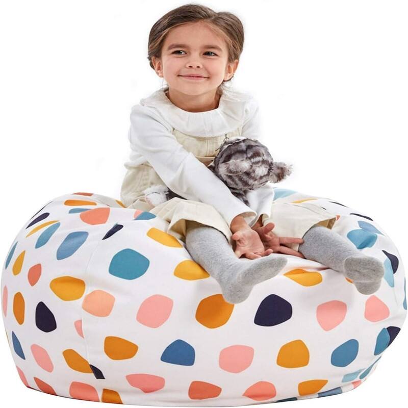 Bean Bag Chair Cover for Organizing Toys - White