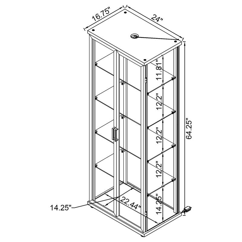 Aero 5-shelf Display Curio Cabinet with LED Lighting