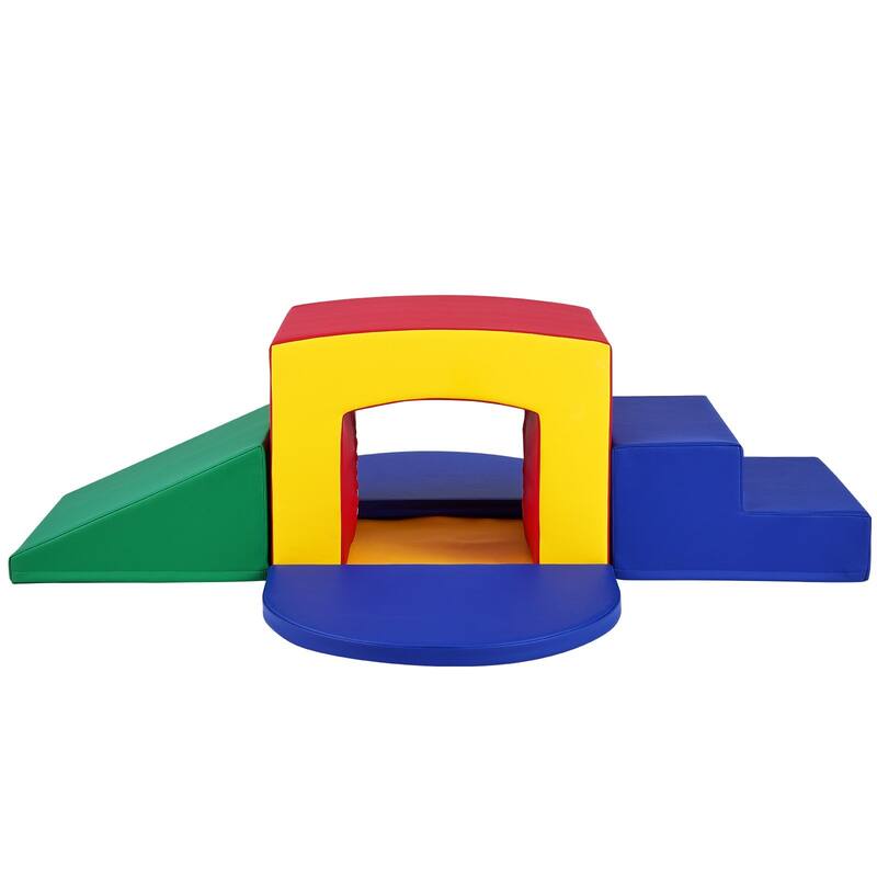 Multi Color Foam Climbing Tunnel Set for Kids with Pads and Ramp - Multi Color