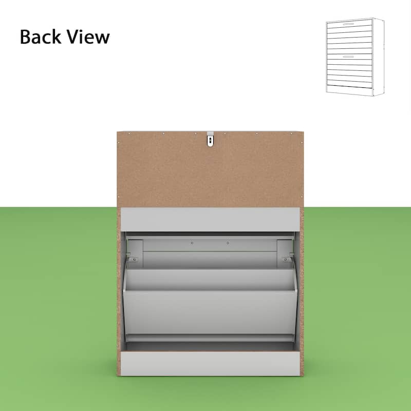 Timechee 8 Pair Shoe Storage Cabinet with 2 Drawers, Wood Louver Door