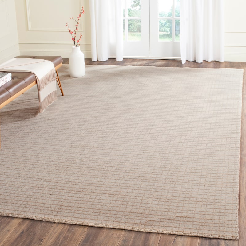 SAFAVIEH Handmade Himalaya Layered Faux Bois Modern Wool Rug - 8' x 10' - Beige