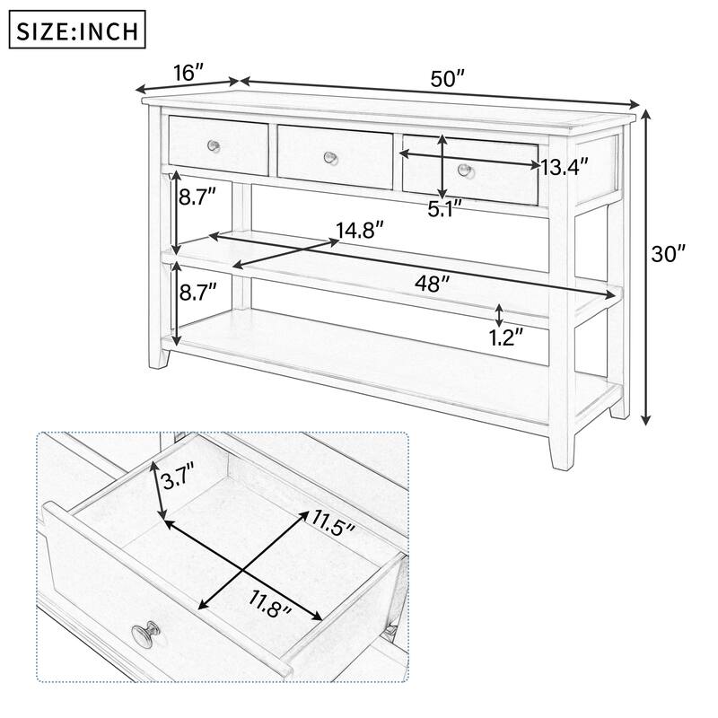 Console Table with Two Open Shelves