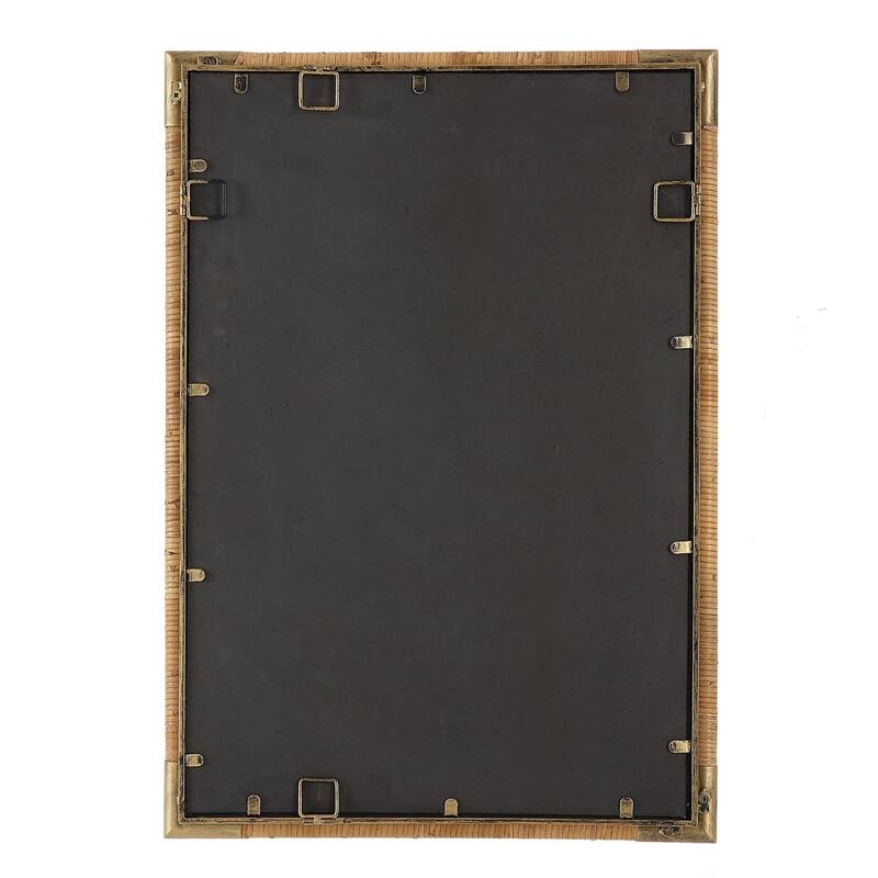 Hand Wrapped Rattan Rectangular Framed Wall Mirror - 31.5" - Gold