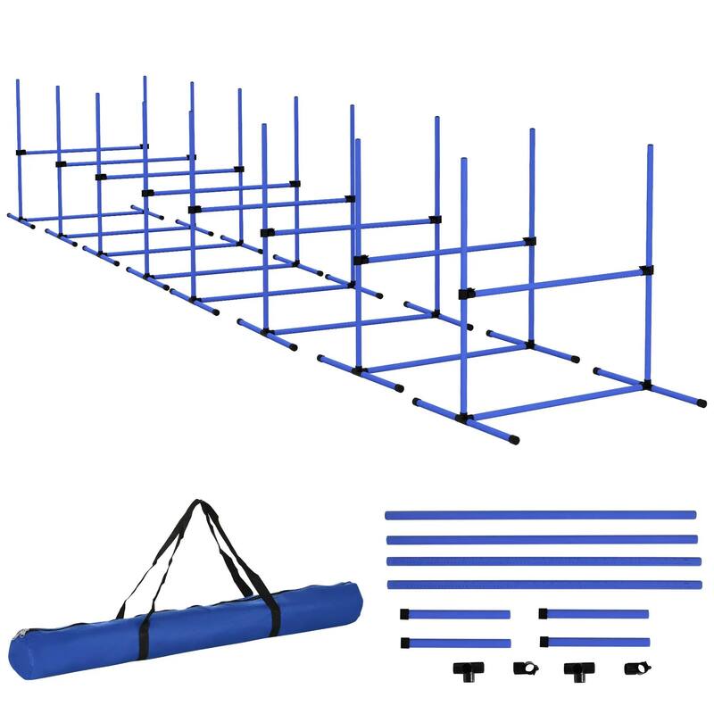 8-PCS Dog Agility Set with Adjustable Height Jump Bars, Carry Bag
