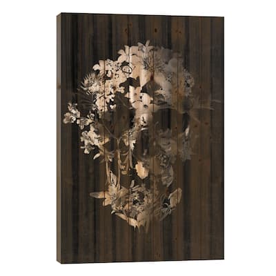 Spring Skull Print On Wood by Ali Gulec - Multi-Color