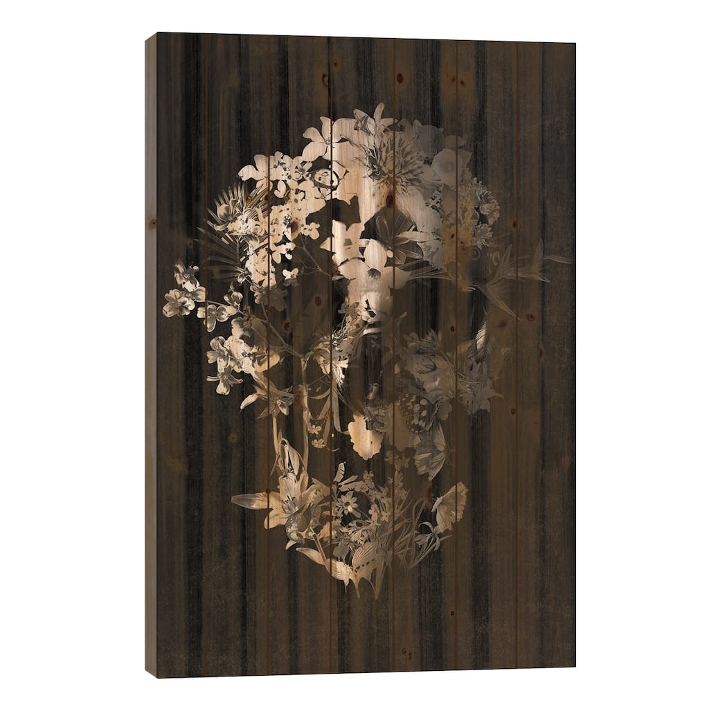 Spring Skull Print On Wood by Ali Gulec - Multi-Color