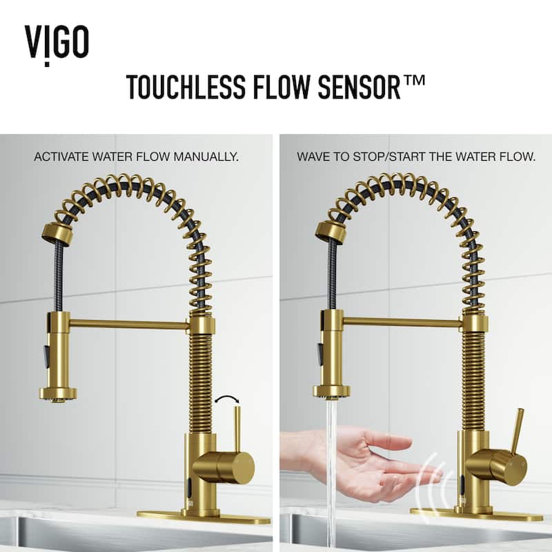 VIGO Edison 19" H Single Handle Pull-Down Sprayer Kitchen Faucet Set with Touchless Sensor