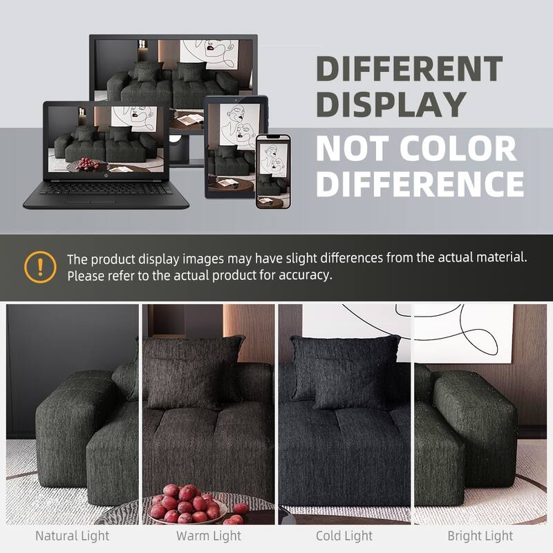 Oversized Modular Sectional Sofa w/ Armrest, Chenille Soft Cushion Sofa w/ 4 Pillows, 4 PCS DIY Combination Tufted Sofa
