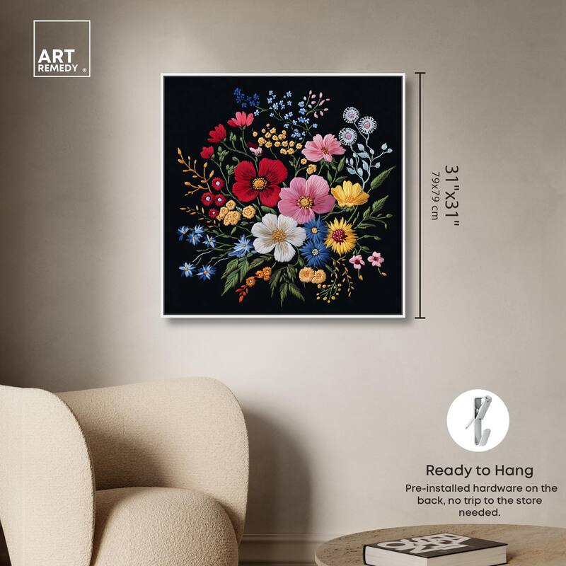 Midnight Wildflower Weave Canvas by Art Remedy