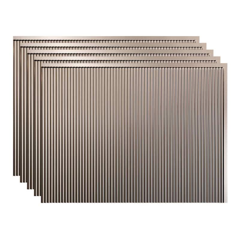 FASÄDE Rib Decorative Vinyl Backsplash Panel - 5 Pack - Brushed Nickel