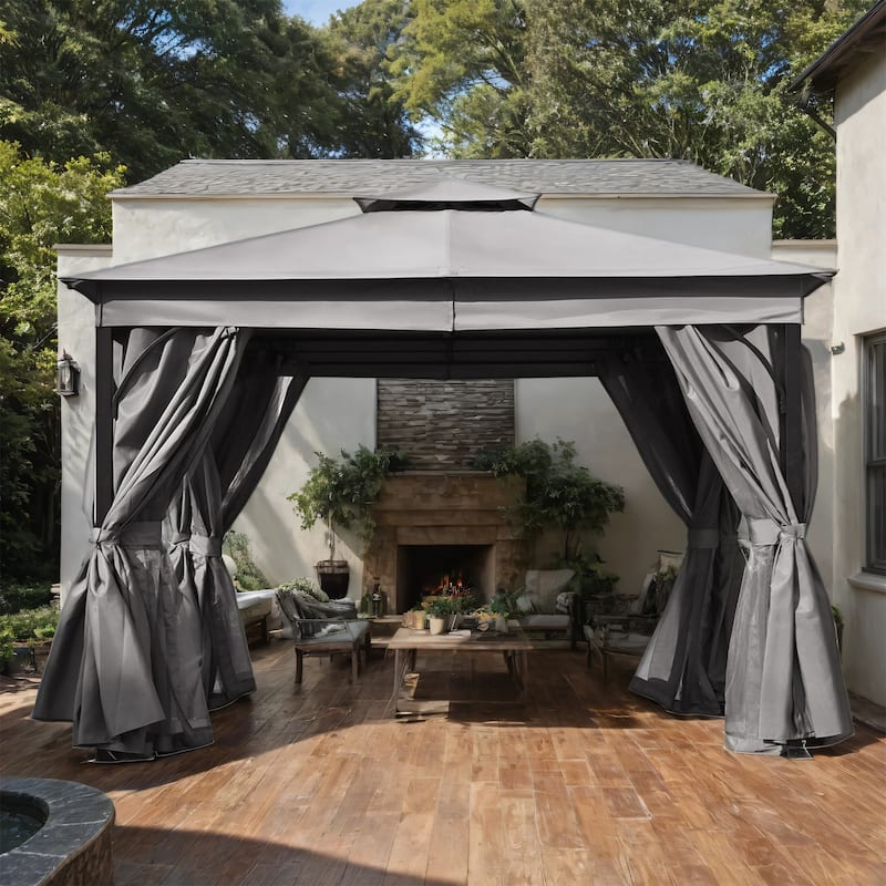 Patio Gazebo with Mosquito Netting and Privacy Screens for Backyard
