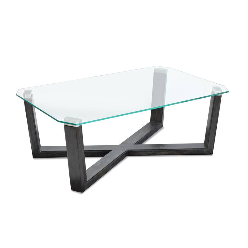 Magnussen Home Wexler Black Truffle And Clear Glass Rectangular Cocktail Table - 46.88''W x 30''D x 17''H