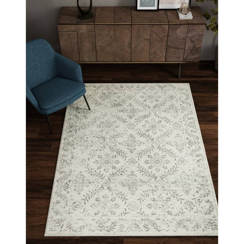 Domani Comfort French Country Trellis Faux Fur Area Rug