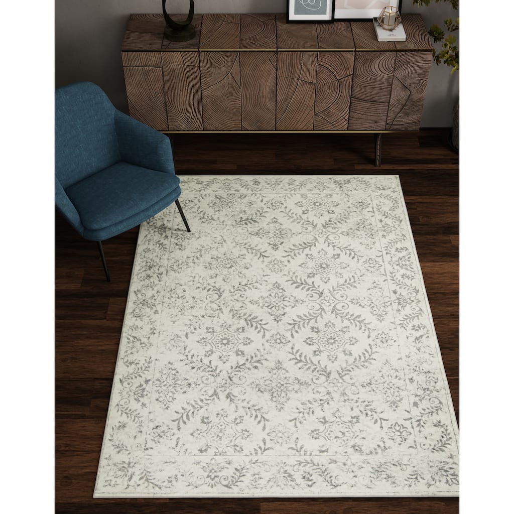 Domani Comfort French Country Trellis Faux Fur Area Rug