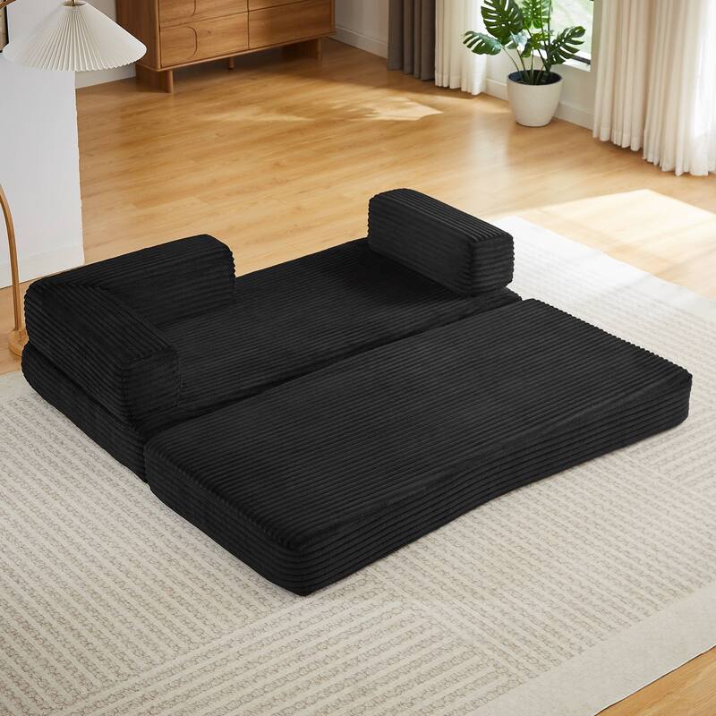 Rossetta Modern Modular Classic Color Scheme Corduroy Fabric Boneless Loveseat Sofa, No Assembly