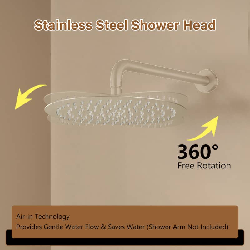1-Spray Pattern with 2.5 GPM Round Ceiling Mount Rain Fixed Shower Head
