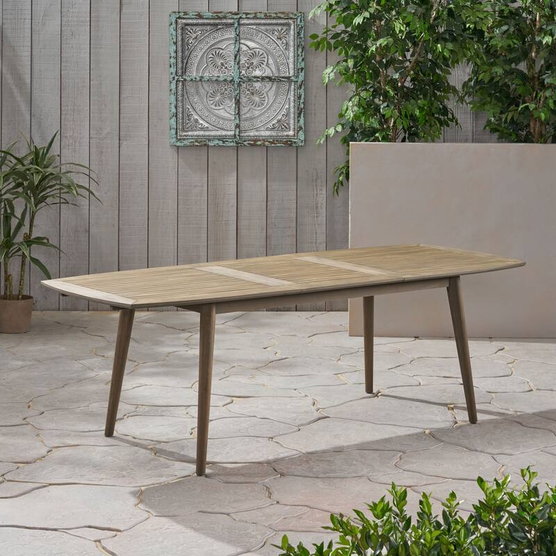 Outdoor Acacia Wood Expandable Dining table, Gray