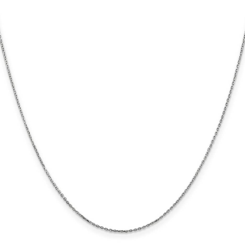 Curata 14k White Gold Solid 0.8mm Diamond Cut Light Cable Chain Necklace Options: 16 18 20 22 24 26 30