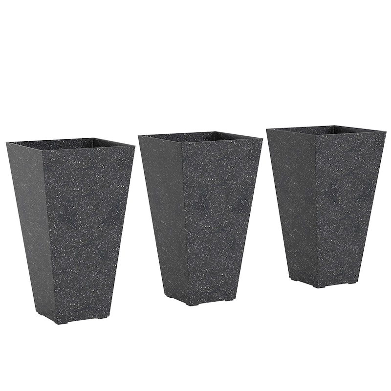 Tall Planters Set of 3, Taper Planters with Drainage Holes for Outdoor Plants