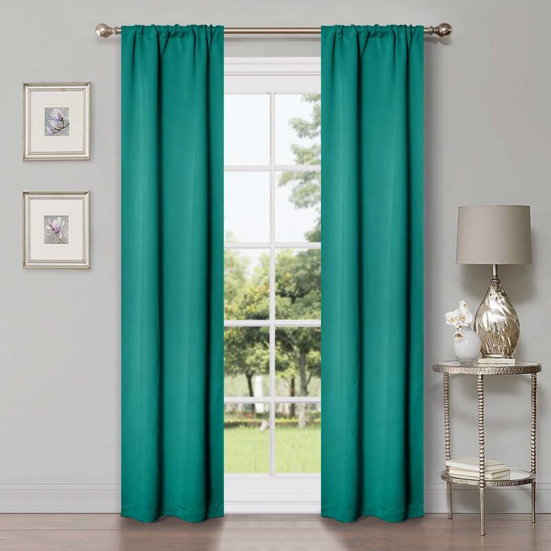 Superior Solid Machine Washable Room Darkening Semi-Blackout Curtains, Set of 2