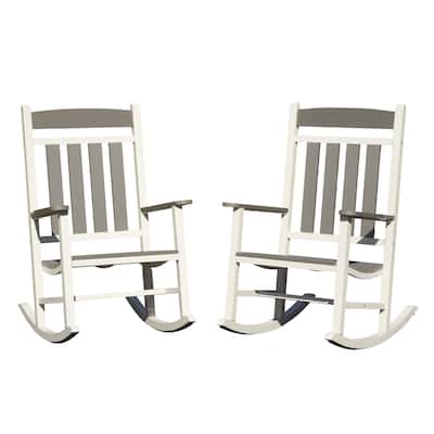 Outdoor Rocking Chairs Set of 2, HDPE Patio Oversized Rockers, Porch Rocking Chair with 380lbs Support, Weather-Resistant