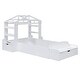 preview thumbnail 4 of 11, White Twin Solid Wood House Bed with Bench & Shelves