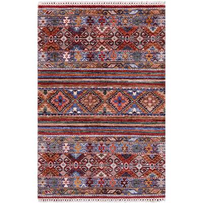 Golden Nile Khorjin Persian Gabbeh Hand Knotted Wool Rug - 2' 9" X 4' 0"