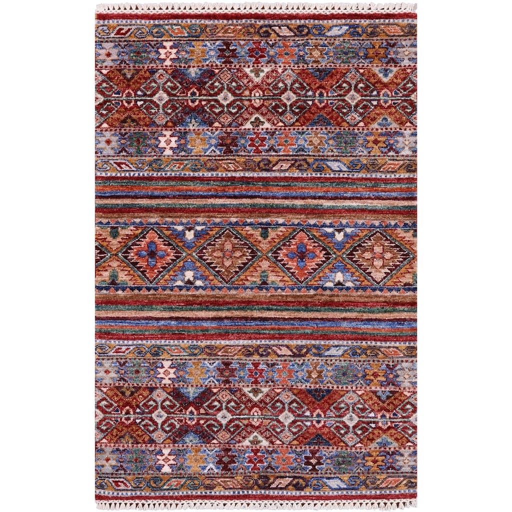 Golden Nile Khorjin Persian Gabbeh Hand Knotted Wool Rug - 2' 9" X 4' 0"