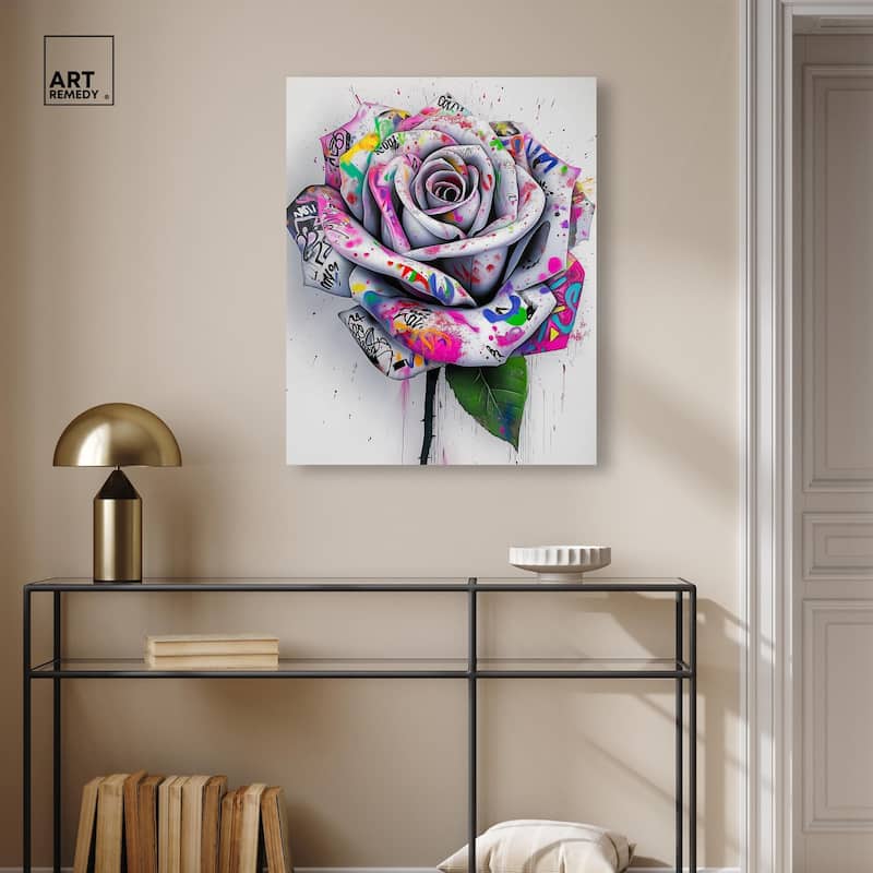 Graffiti Rose Canvas by Art Remedy, Gallery Wrapped