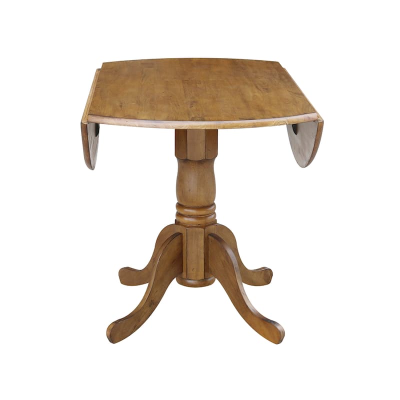 Round Pedestal Base Solid Wood 42-inch Drop-leaf Dining Table