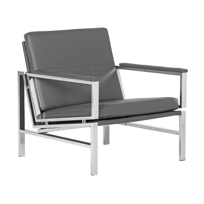 Strick & Bolton Regina Metal and Bonded Leather Mid Century Accent Chair