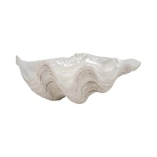 Sagebrook Home 9-inch Ivory Pearlized Shell Bowl, Polyresin Crafted - 9" x 8" x 5"