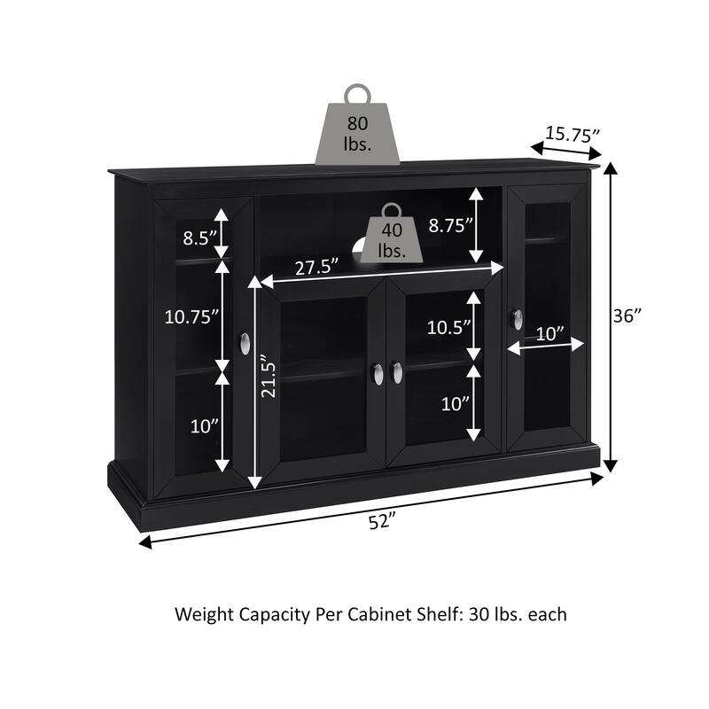 Convenience Concepts Summit Highboy 60" TV Stand with Storage Cabinets and Shelves