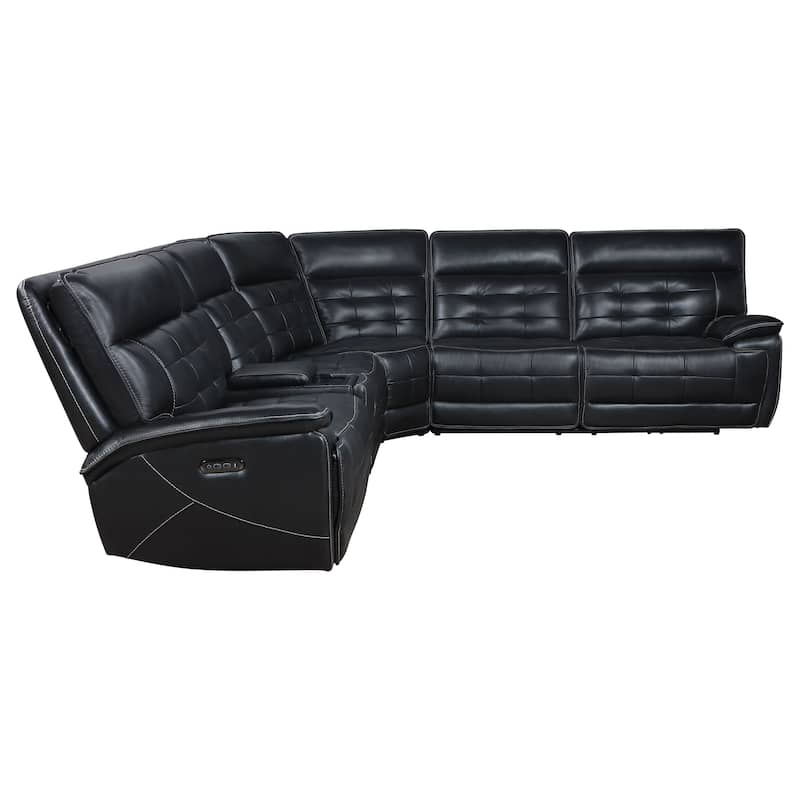 Hewitt Leather Upholstered Power Reclining Sectional Black - 118.5"W x 106.25"D x 40.25"H